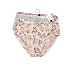 LAURA ASHLEY 3 PACK SOFT COTTON HIPSTER PANTIES 2X TAG FREE ROSES HEARTS SOLID